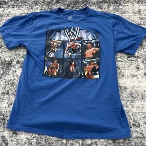 WWE WWF 2011 Youth XL Blue Wrestling Shirt Triple H, John Cena, Undertaker Tee